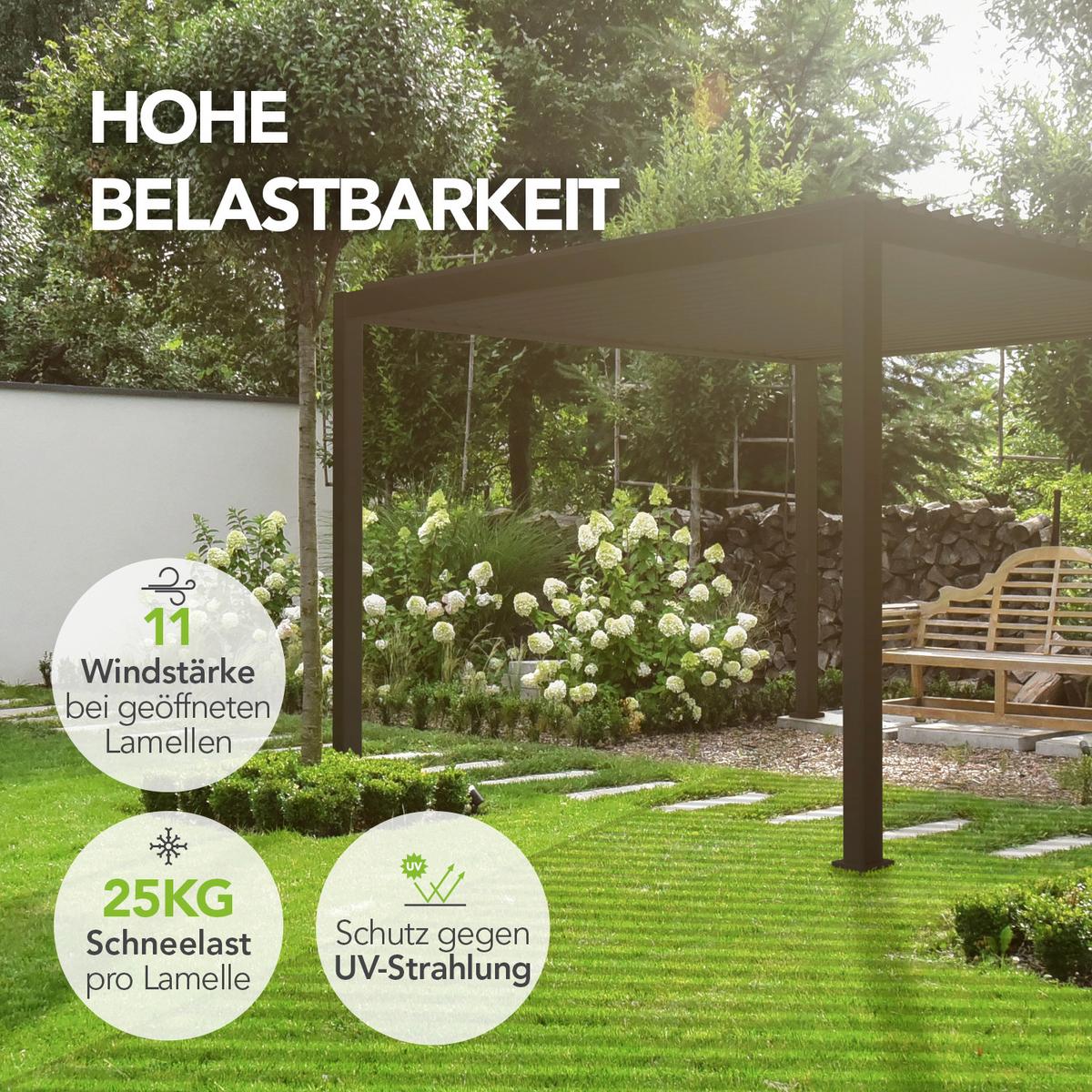 Pergola Deluxe 400x300cm Sturmfest, Gartenpavillon - Anthrazit, Basics, Metall (400/255/300cm) - WEIDE
