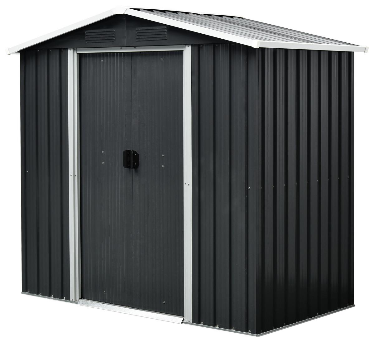 Gerätehaus Mit Satteldach Versperrbar Bxhxt 194x184x110 Cm - Anthrazit/Weiß, Basics, Metall (194/184/110cm)
