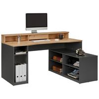 Písací stôl TEAMPLAYER - farba duba/antracitová, Modern, kompozitné drevo (160/92,4/120cm) - Mömax