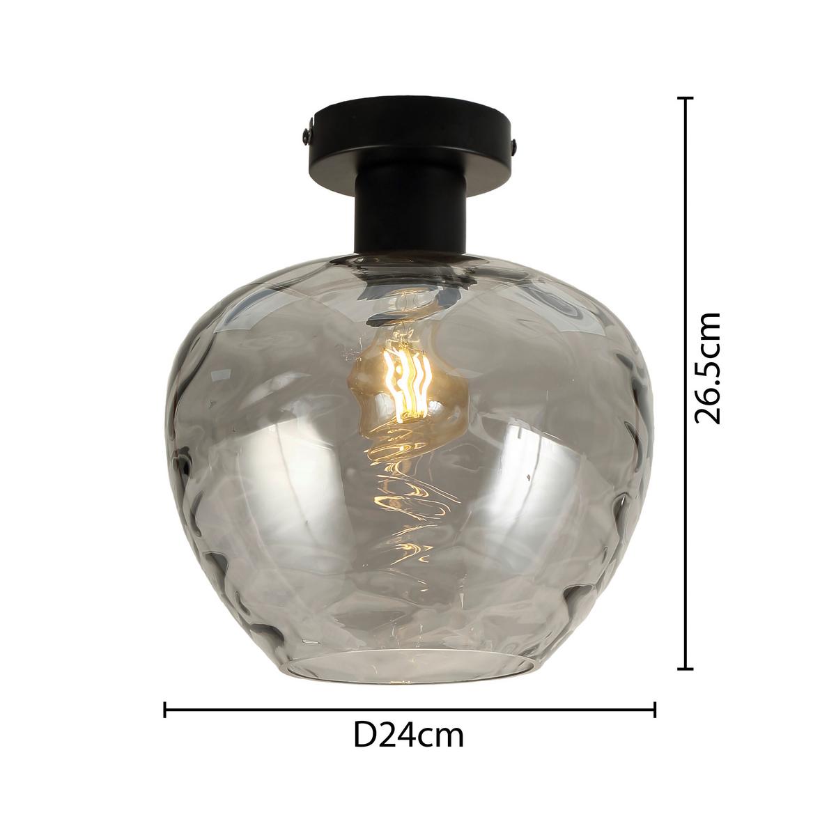 STROPNÍ SVÍTIDLO RUZ - černá, Moderní, kov/sklo (24/26.5cm) - Modern Living
