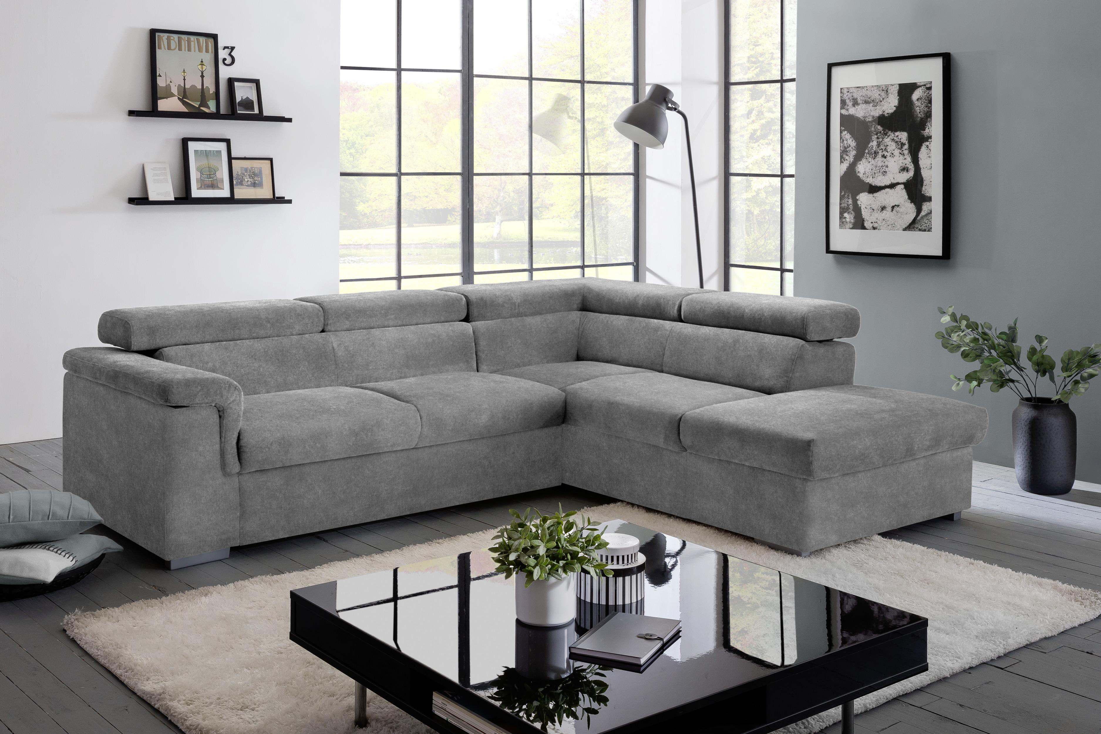 Sedací Souprava Milla Šedá Pravý Roh - šedá, Basics, dřevo/textil (252/217cm)