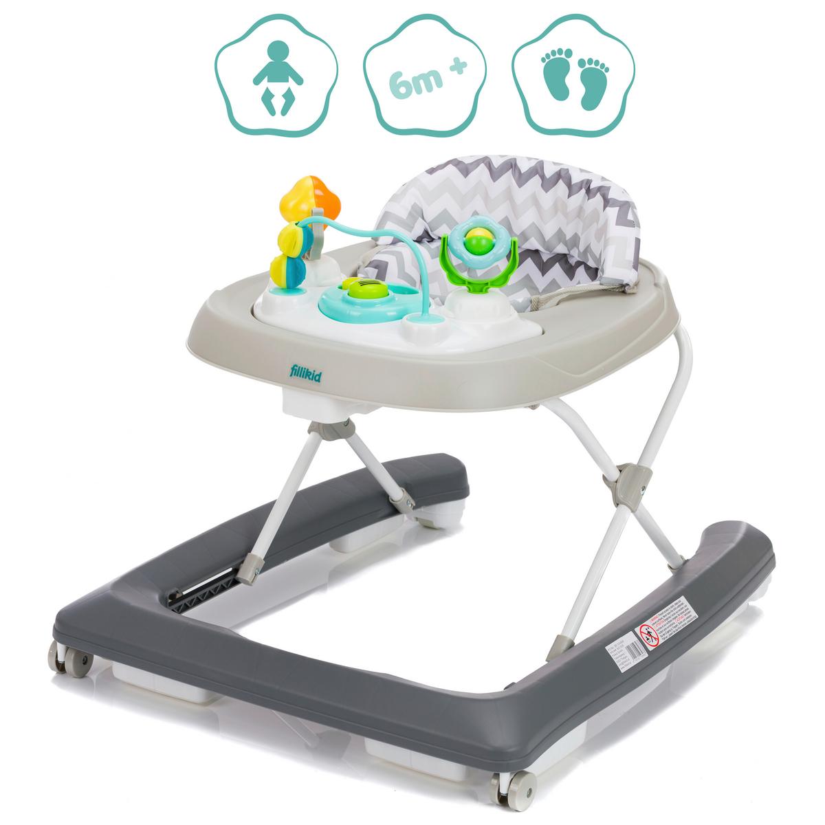Lauflernwagen Grau B: 62 cm - Grau, Basics, Kunststoff/Textil (62/53/65cm) - Fillikid