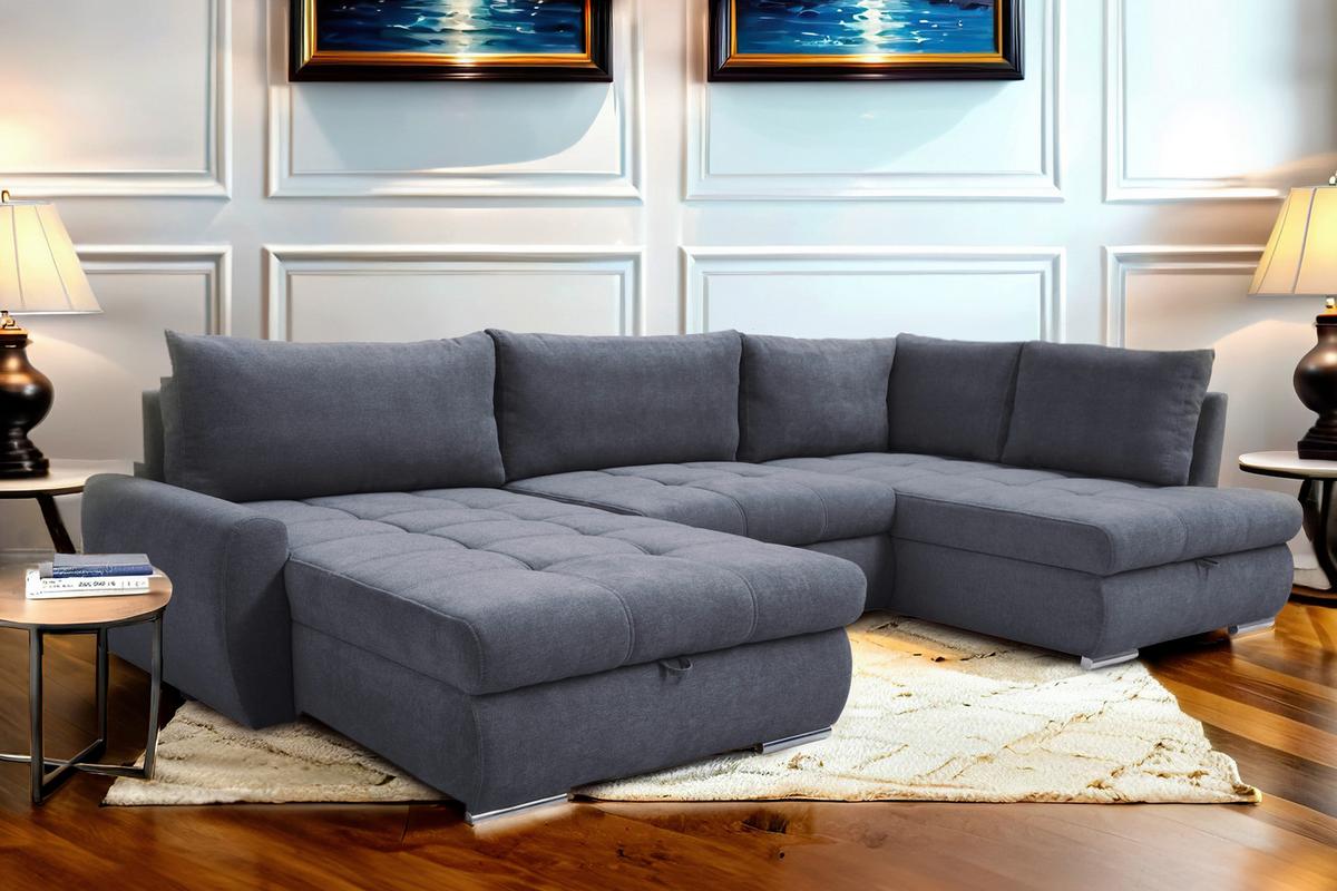 Ecksofa Canion - Chromfarben/Grau, Design, Textil (174/322/173cm) - Livetastic