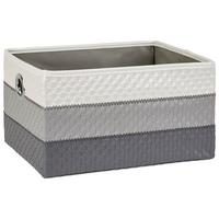 Regalkorb Debby 32x23 cm Weiß/Grau Kunststoff Lederlook - Weiß/Grau, Basics, Textil (32/23/18cm) - Ondega