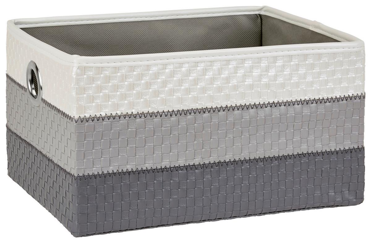 Regalkorb Debby 32x23 cm Weiß/Grau Kunststoff Lederlook - Weiß/Grau, Basics, Textil (32/23/18cm) - Ondega