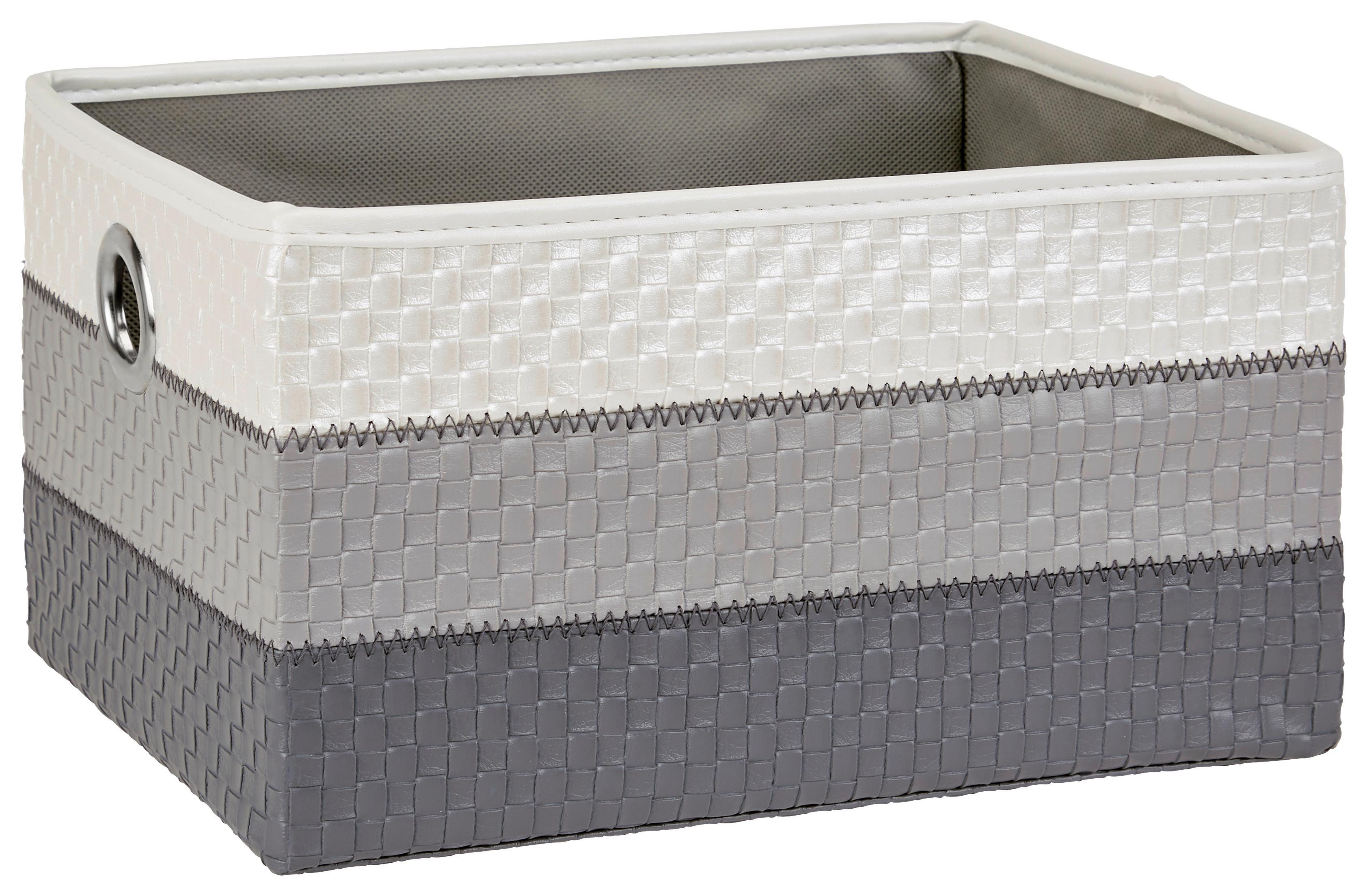 Regalkorb Debby 32x23 cm Weiß/Grau Kunststoff Lederlook