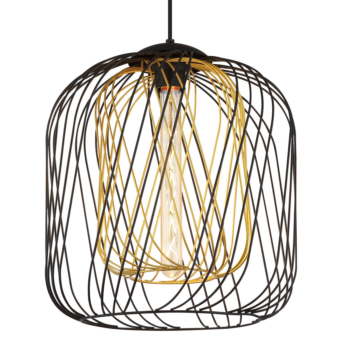 Hängeleuchte Dichti Schwarz Goldfarben D: 35 cm - Goldfarben/Schwarz, Basics, Kunststoff/Metall (35/150cm) - Globo