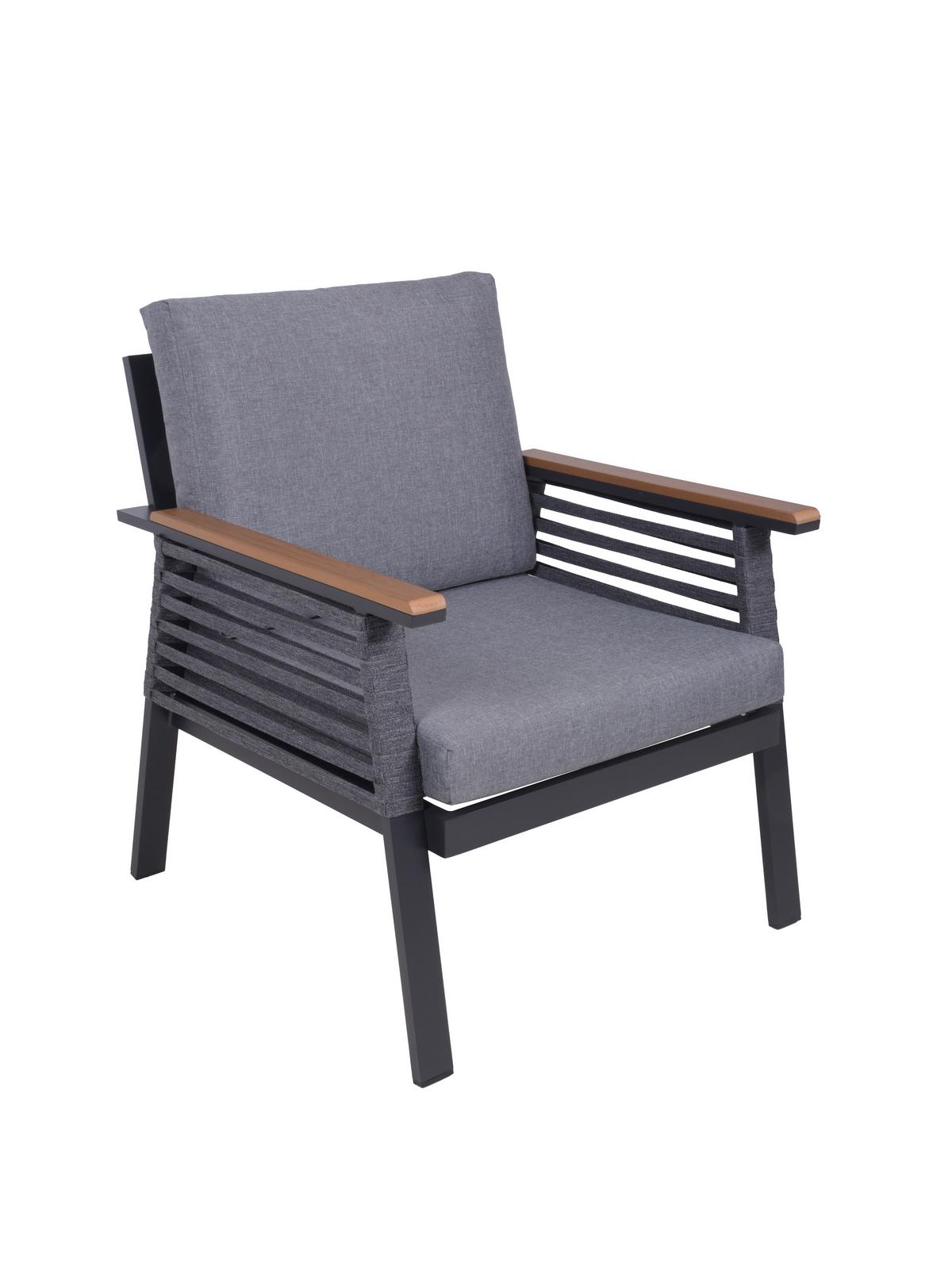 Gartenset Denia - Anthrazit/Braun, Basics, Kunststoff/Textil - Gardenson