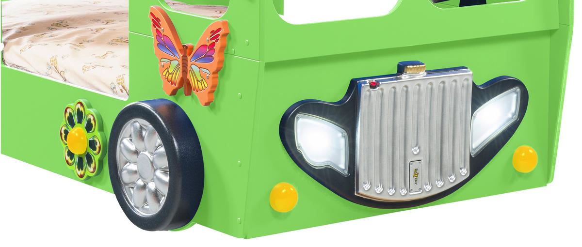 Autobett Happybus Doppeldecker Grün - Weiß/Grün, LIFESTYLE, Holz/Holzwerkstoff (90/190cm) - Livetastic