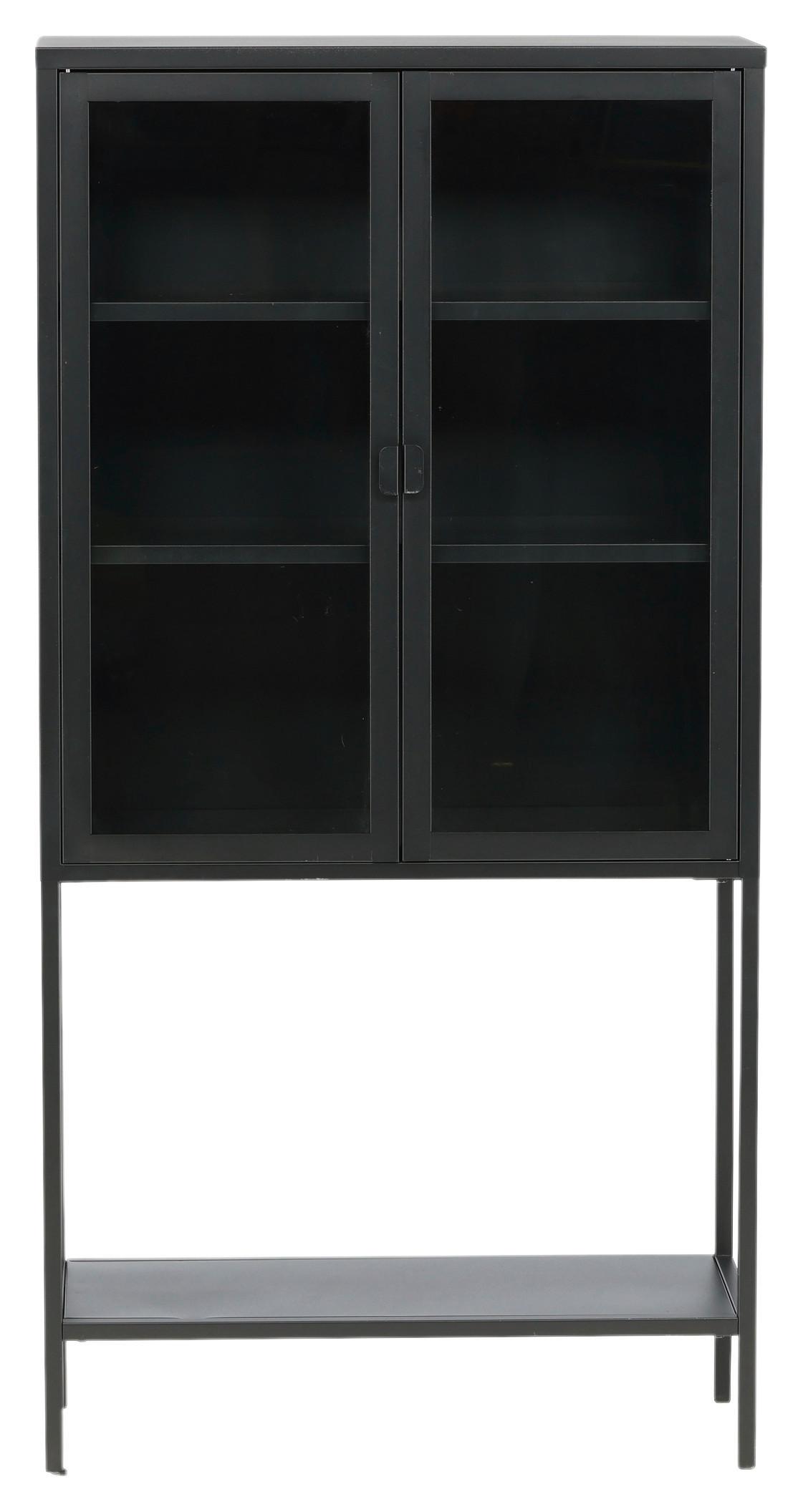Vitrine Misha - Schwarz, Design, Metall (75/150/35cm) - Livetastic