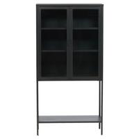 Vitrine Misha - Schwarz, Design, Metall (75/150/35cm) - Livetastic