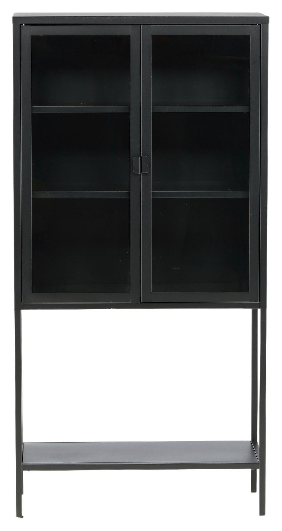 Vitrine Misha - Schwarz, Design, Metall (75/150/35cm) - Livetastic