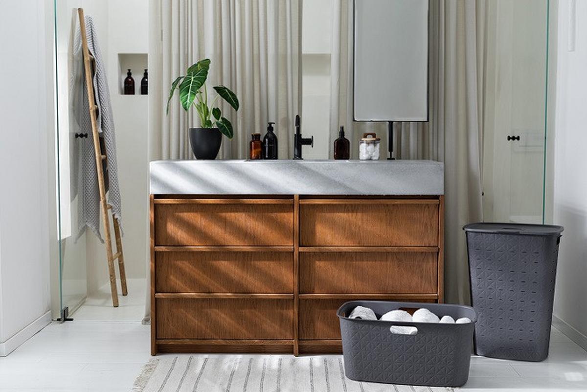 Szennyestartó Curver "softex" - sötétszürke, Basics (43.8/59.9/34.0cm)