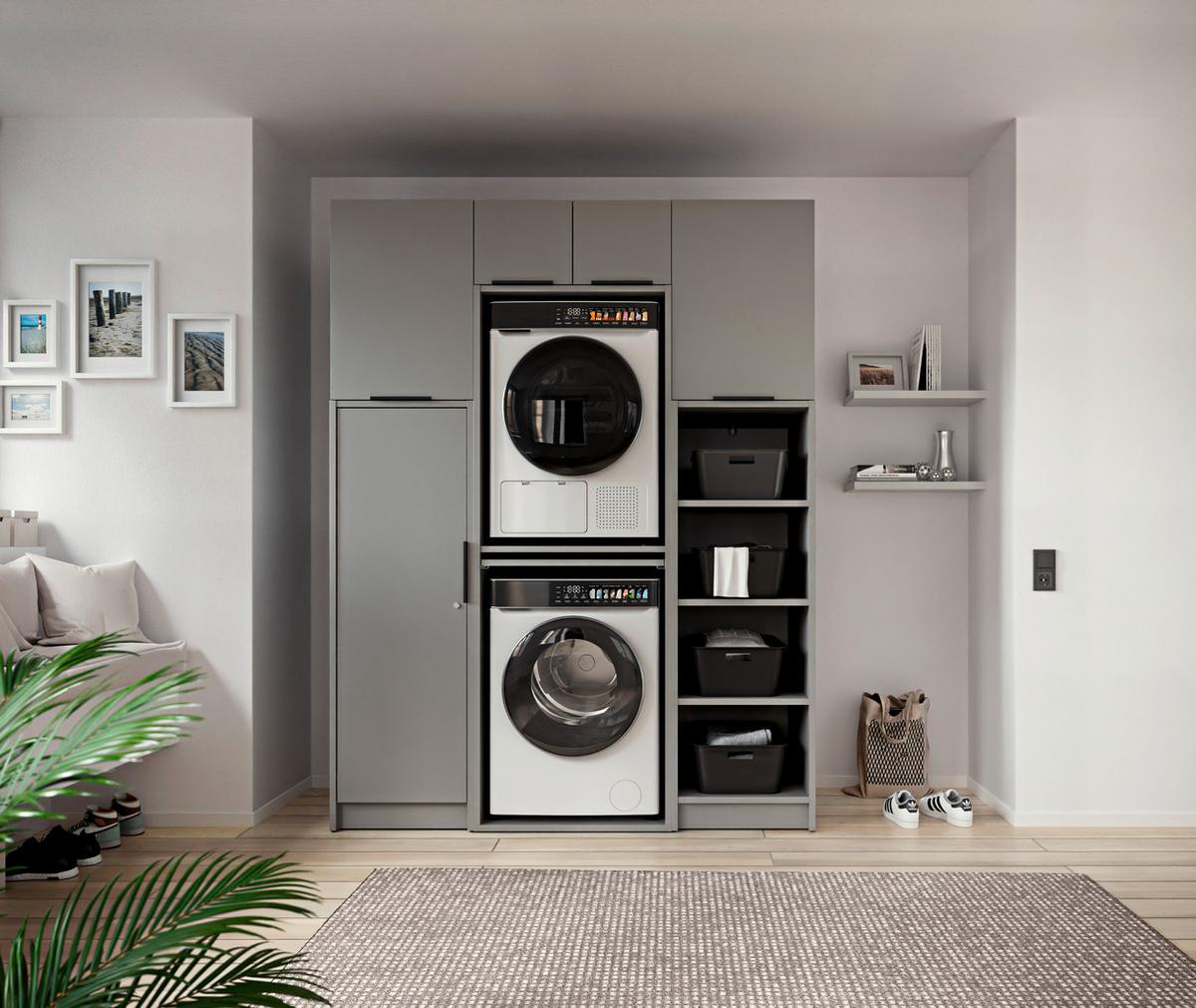 SKŘÍŇKA NAD PRAČKU TIDY HERO - šedá/černá, Basics, kov/kompozitní dřevo (70/220/68cm) - P & B