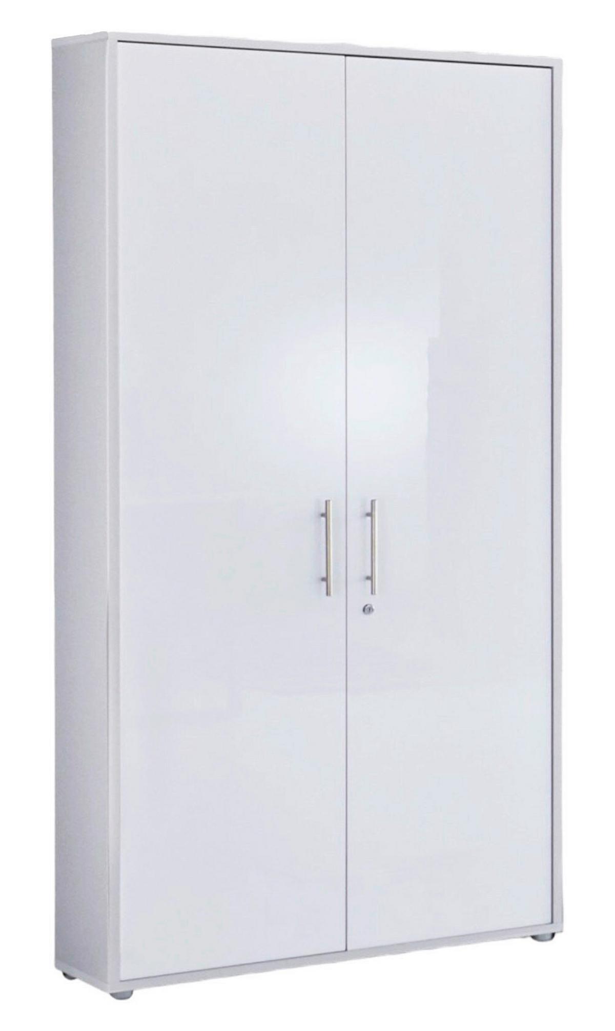 Aktenschrank Office Edition Grau/weiß Hg, B: 257 Cm - Weiß Hochglanz/Grau, MODERN, Holzwerkstoff (257/185,6/33cm) - MID.YOU