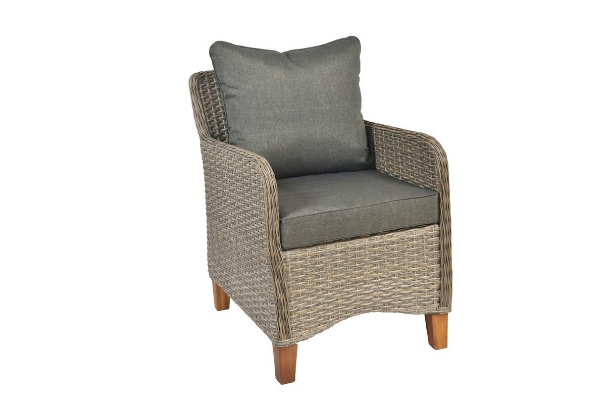 Gartentischgruppe 5tlg. Set - Beige/Beigebraun, KONVENTIONELL, Holz/Kunststoff - Gardenson