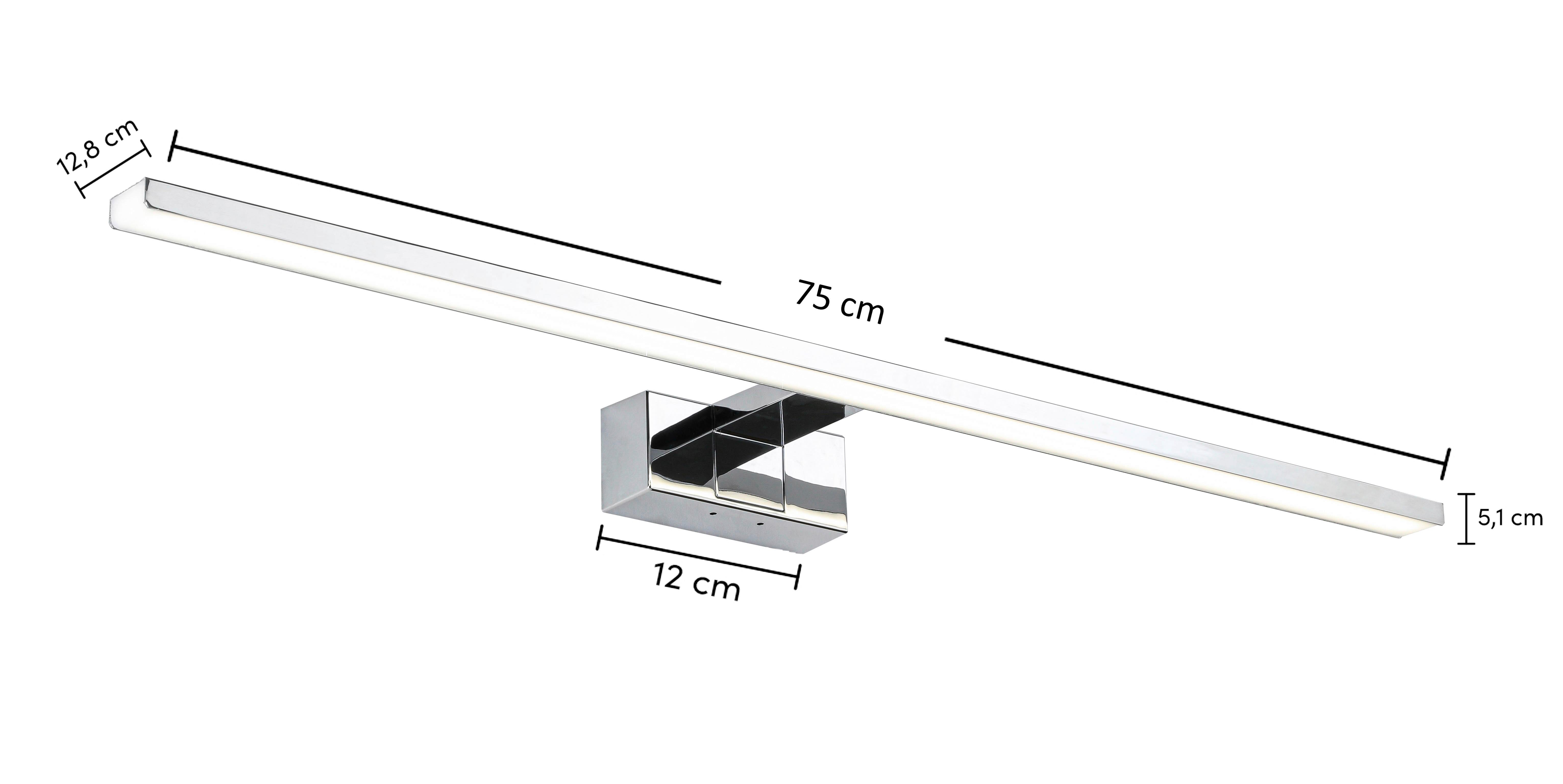 NÁSTENNÉ SVIETIDLO DO KÚPEĽNE MOMU - chrómová/hliníková, Modern, kov/plast (75/12,8/5,1cm) - Mömax