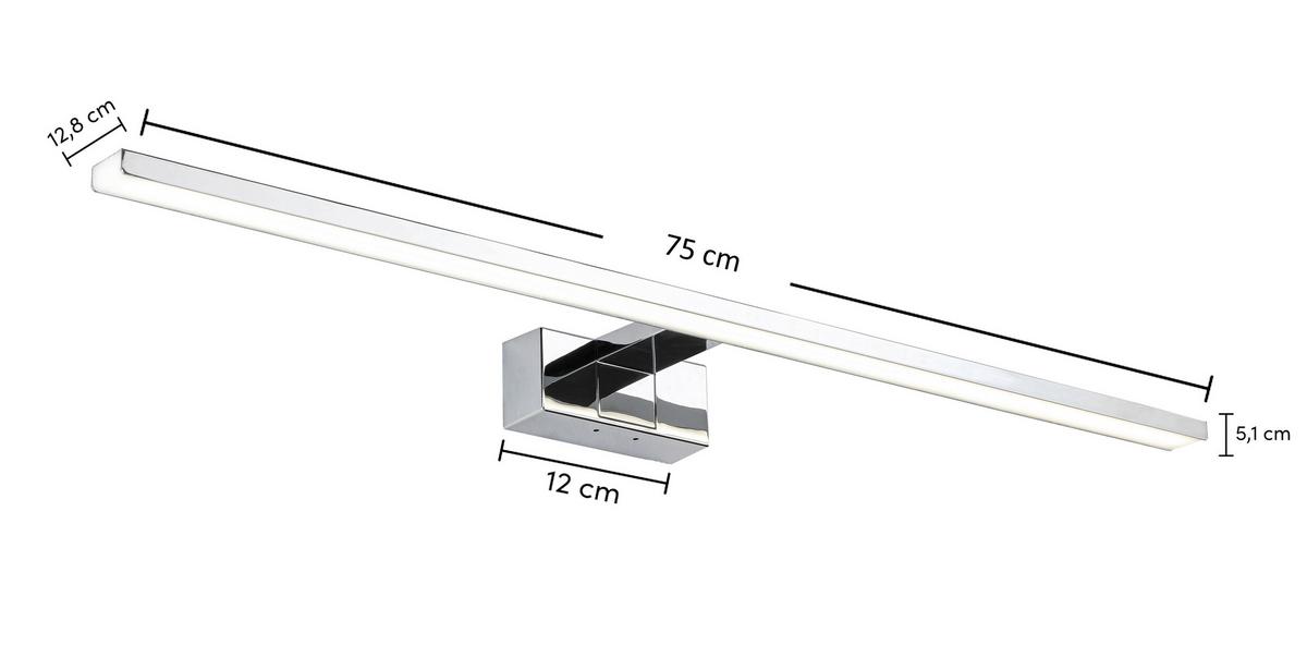 NÁSTENNÉ SVIETIDLO DO KÚPEĽNE MOMU - chrómová/hliníková, Modern, kov/plast (75/12,8/5,1cm) - Mömax