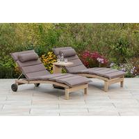 Gartenliege Andalusia - Beige/Braun, MODERN, Textil/Metall (90/100/208cm) - Gardenson