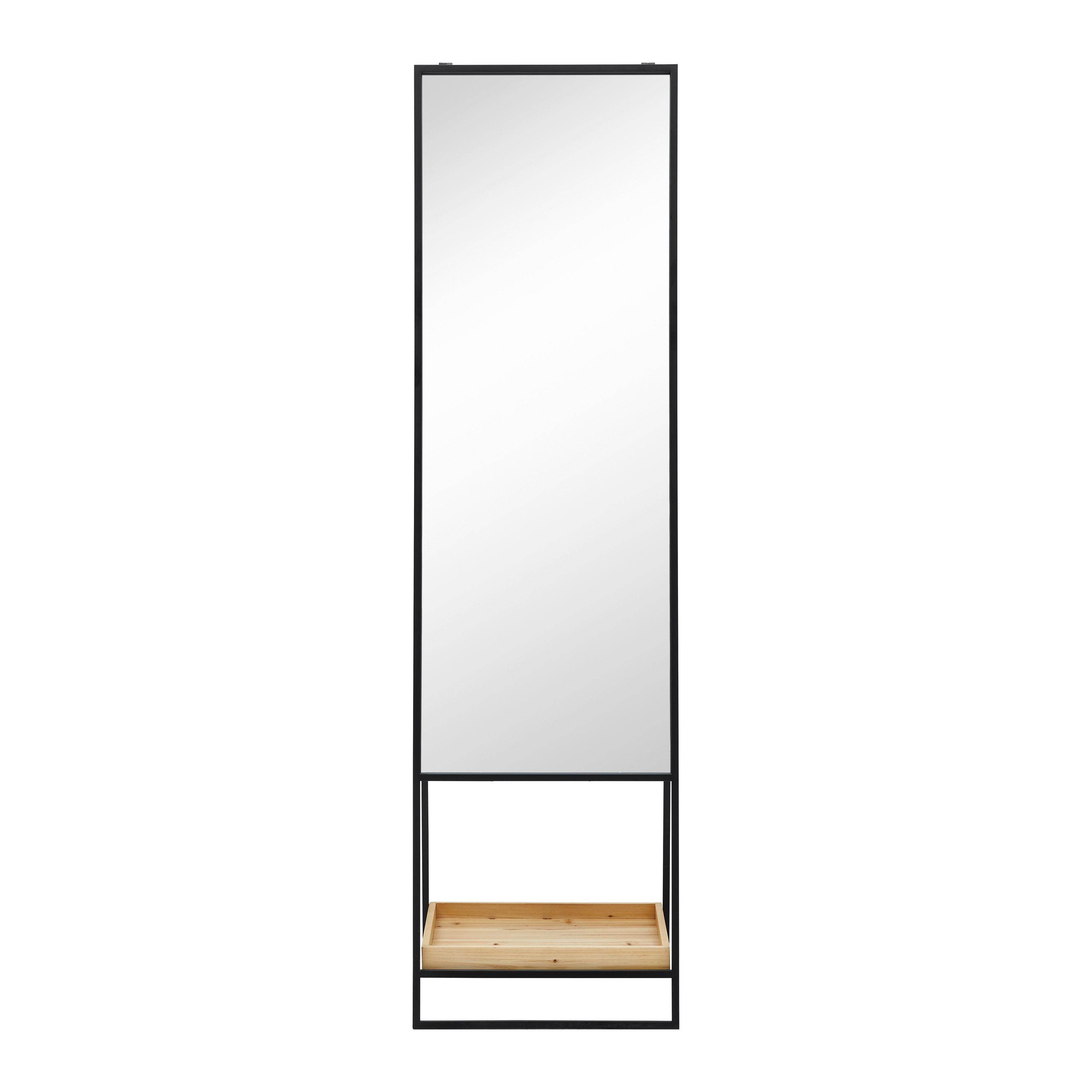 Zrkadlo MALDI - čierna/prírodná farba, Modern, kov/drevo (45/161/30cm) - P & B