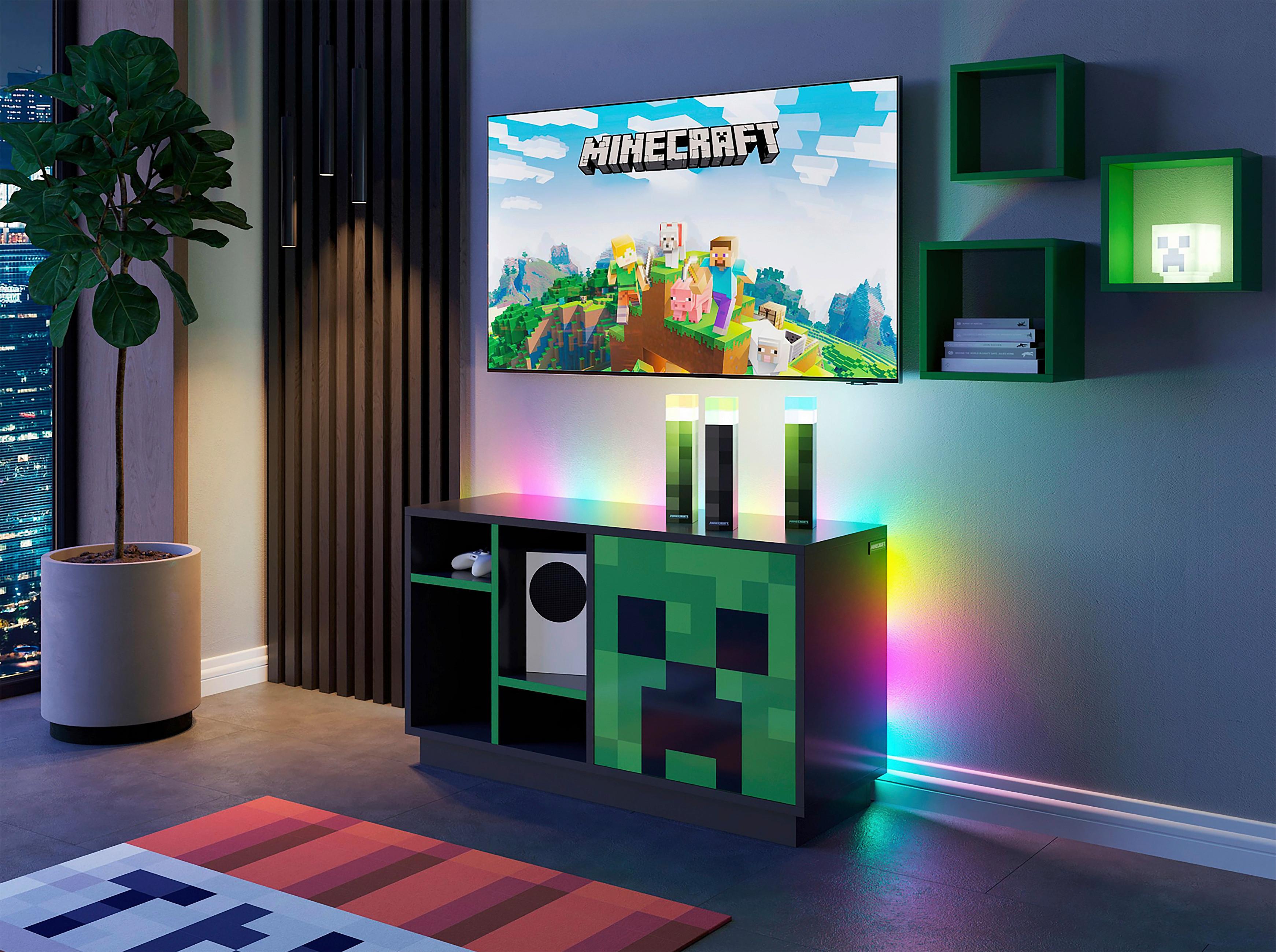 Sideboard Minecraft - Schwarz/Grün, MODERN, Glas/Holzwerkstoff (108/61/37cm) - Minecraft