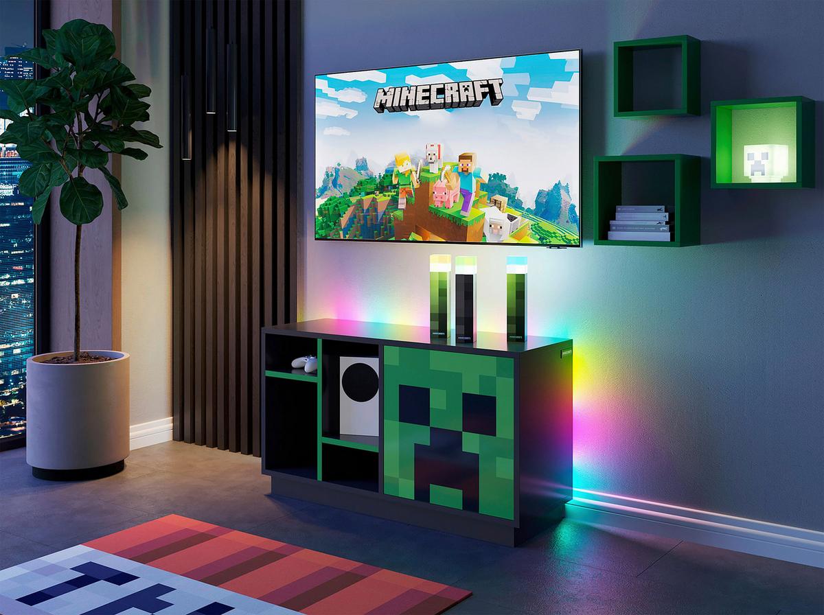 Sideboard Minecraft - Schwarz/Grün, MODERN, Glas/Holzwerkstoff (108/61/37cm) - Minecraft