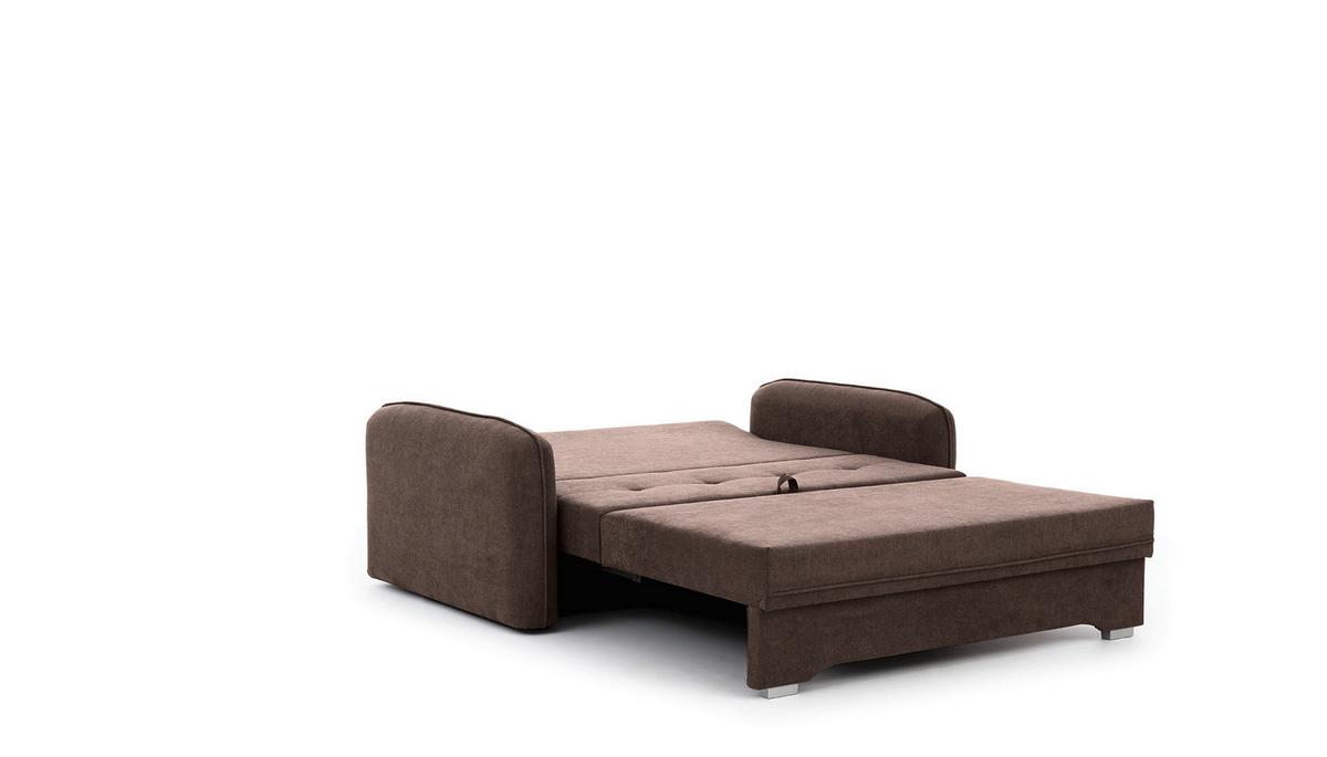 Schlafsofa Laine Braun, B: 155 cm - Silberfarben/Braun, Design, Textil (155/105/75cm) - MID.YOU