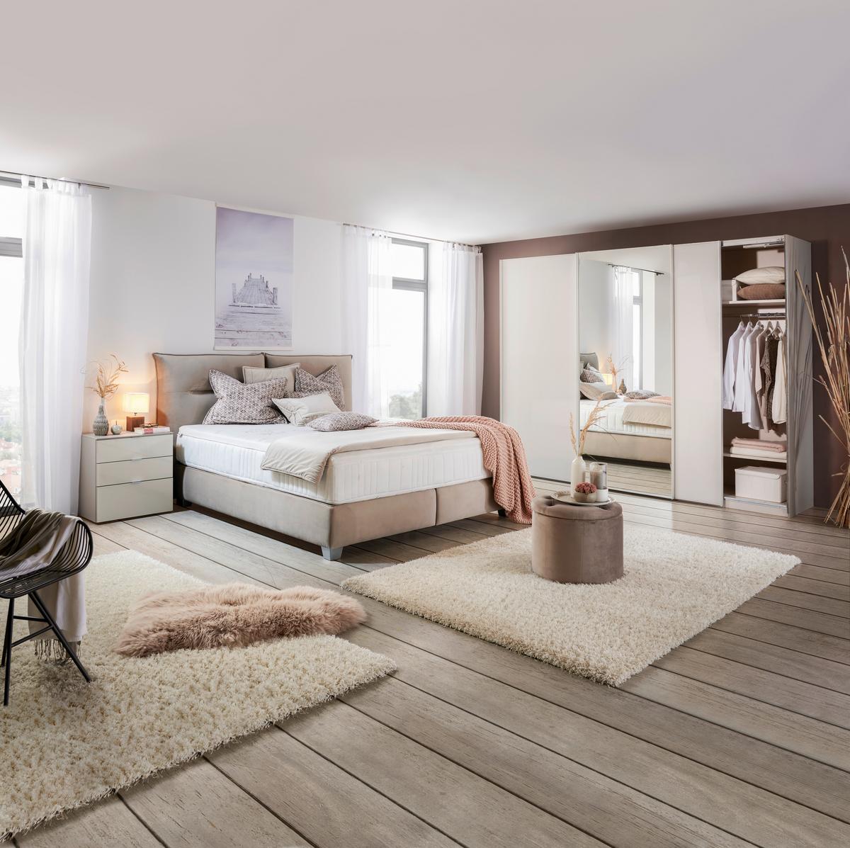 Postel boxspring Fog 160x200cm,béžová - barvy stříbra/béžová, Lifestyle, dřevo/kompozitní dřevo (160/200cm) - Premium Living