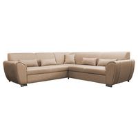 Ecksofa Delux Beige Mit Schlaffunktion Ottomane Rechts - Beige/Silberfarben, Design, Textil (266/266cm) - Livetastic