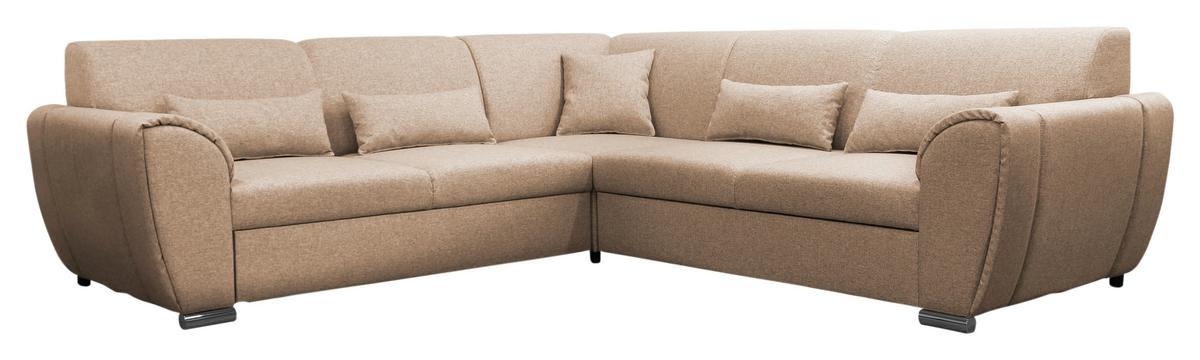 Ecksofa Delux Beige Mit Schlaffunktion Ottomane Rechts - Beige/Silberfarben, Design, Textil (266/266cm) - Livetastic
