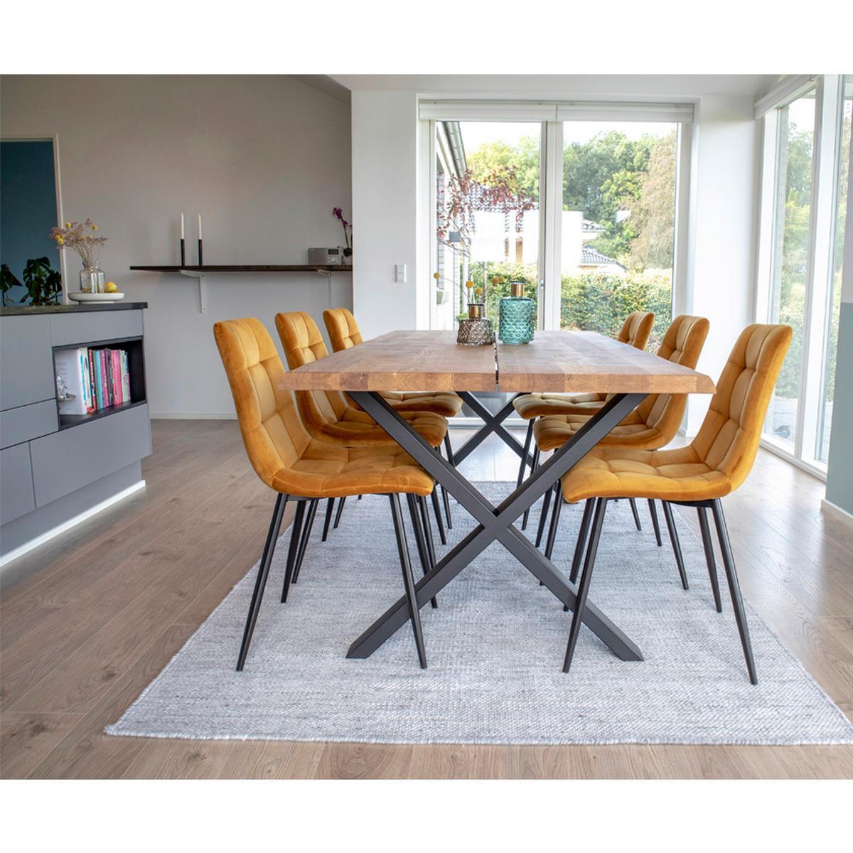 Stuhl-Set Middelfart Senfgelb B: 44 cm - Senfgelb/Schwarz, MODERN, Textil/Metall (44/86/55cm) - MID.YOU