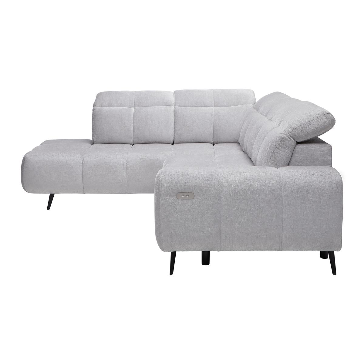 Elektrická sedačka SILVIO, levá, světle šedá - černá/světle šedá, Moderní, kov/textil (225/275cm) - Mömax