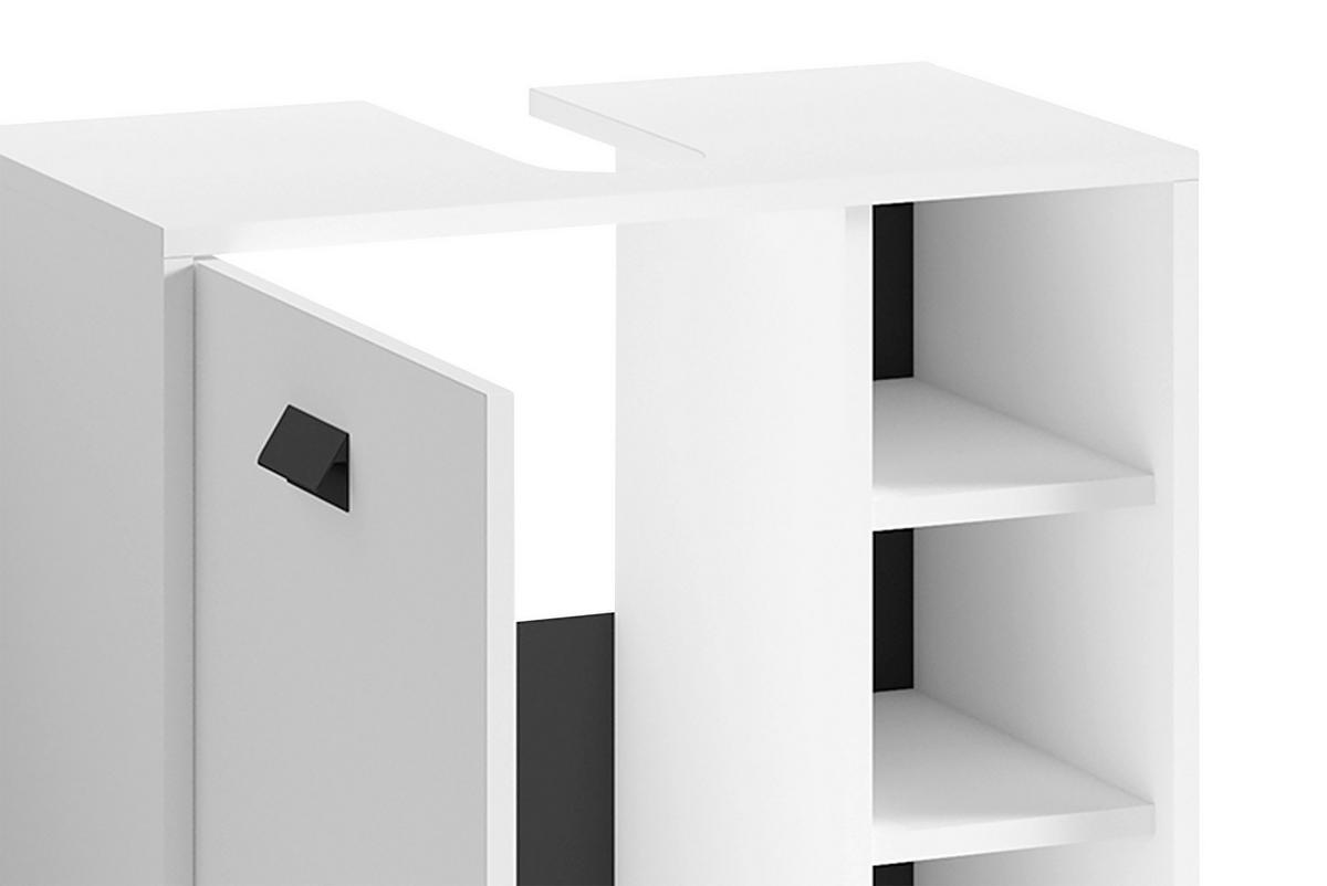 Badezimmer Wellness Weiß/Schwarz B: 114 cm - Schwarz/Weiß, MODERN, Holzwerkstoff/Kunststoff (114cm) - MID.YOU