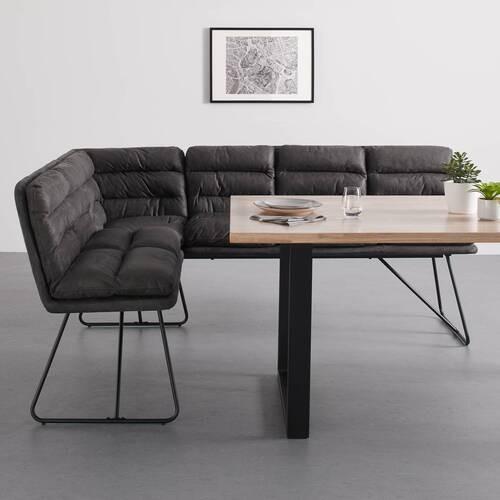 Rohová lavice KONA tmavěšedá - černá/tmavě šedá, Moderní, kov/dřevo (135/180cm) - P & B