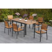 Gartengarnitur Santorin - Graphitfarben/Naturfarben, MODERN, Holz/Metall - Gardenson