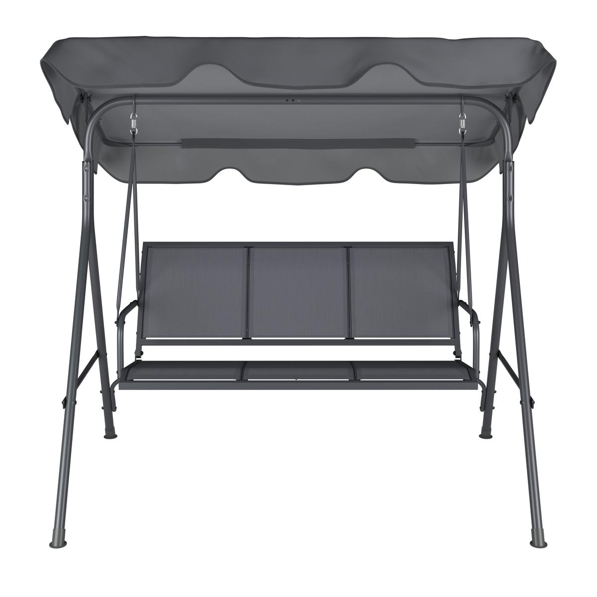 Hollywoodschaukel Kerstin - Dunkelgrau, MODERN, Textil/Metall (118/170/153cm) - Beldano