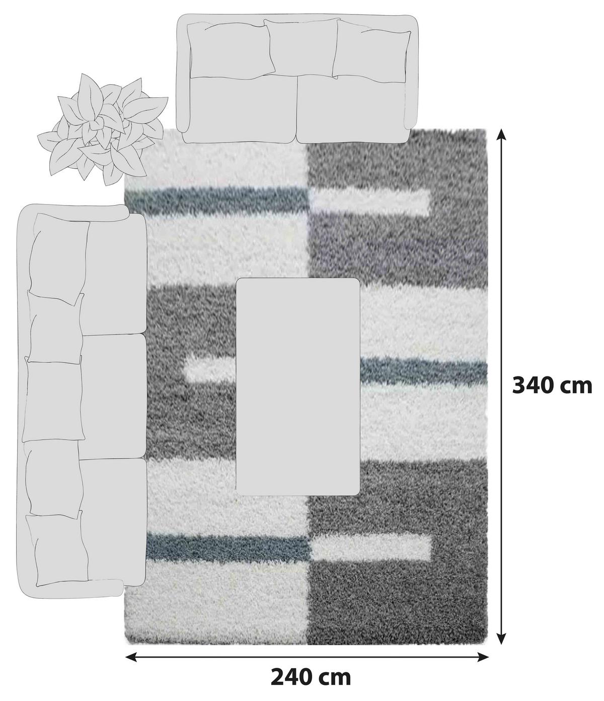Hochflor Teppich Türkis Gala 240x340 cm - Türkis, Design, Textil (240/340cm)