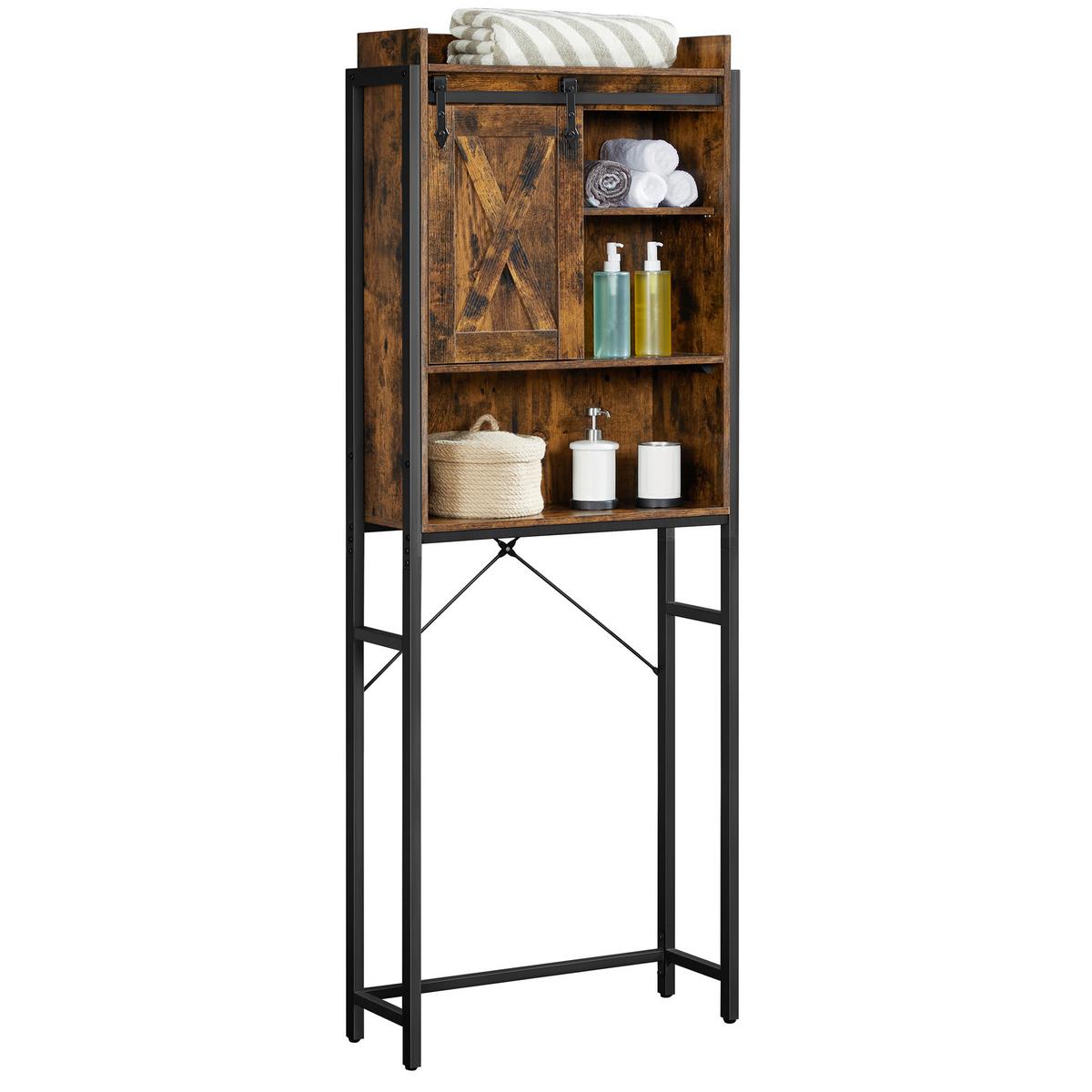 Waschmaschinenschrank Bts003b01 - Schwarz/Braun, Trend, Holzwerkstoff/Metall (64/171/24cm) - MID.YOU