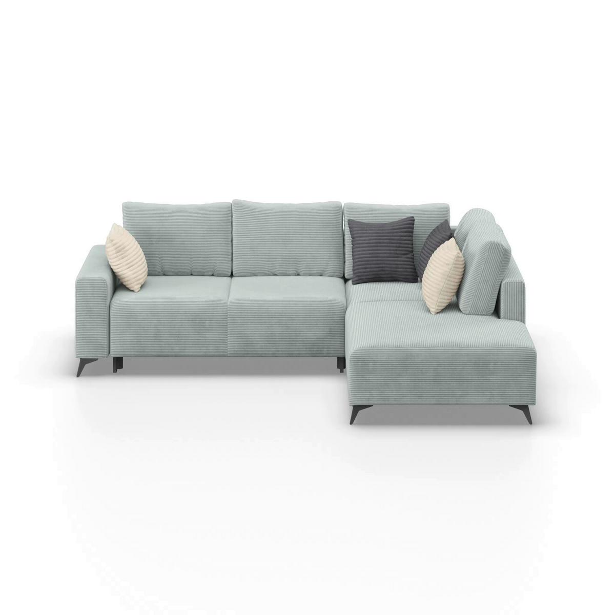 Ecksofa Mit Schlaffunktion Lincoln Mint Cord 270x212 Cm - Creme/Schwarz, MODERN, Textil (270/212cm)