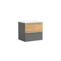 WASCHTISCHKOMBI Verona Grau/Wildeiche B: 60cm - Wildeiche/Weiß, Trend, Holzwerkstoff/Stein (60/54/47cm) - Held