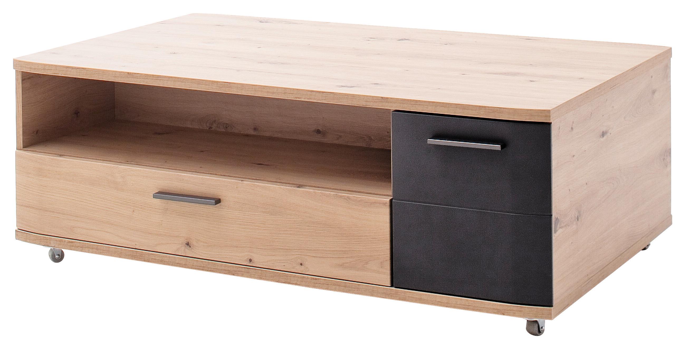 Couchtisch Cortona Mit Rollen Anthrazit/eichefarben - Eichefarben/Anthrazit, Design, Holzwerkstoff (115/70/42cm) - Livetastic