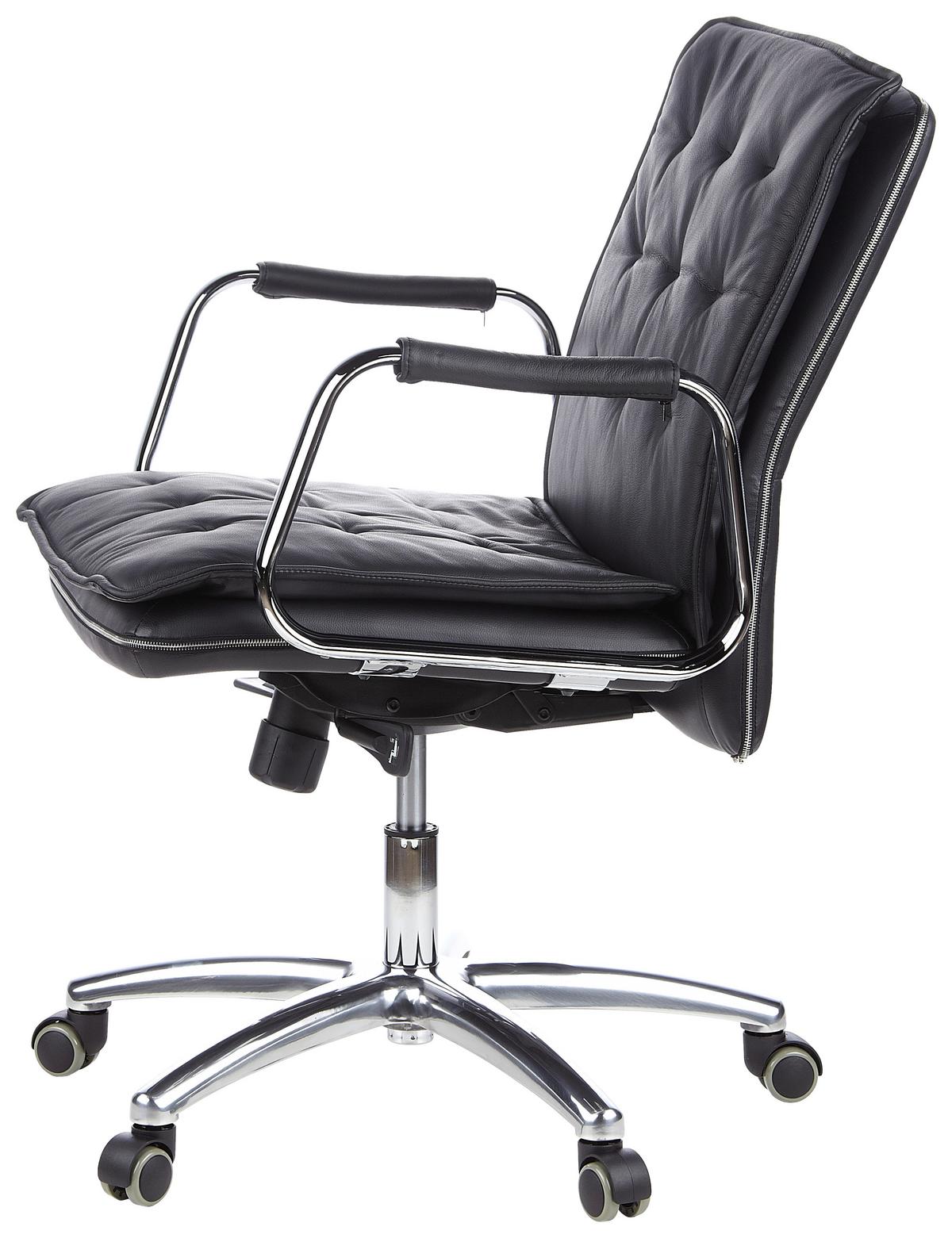 Chefsessel Villa Schwarz Bis 120 Kg - Silberfarben/Schwarz, Basics, Leder/Kunststoff (60/109/48cm) - MID.YOU