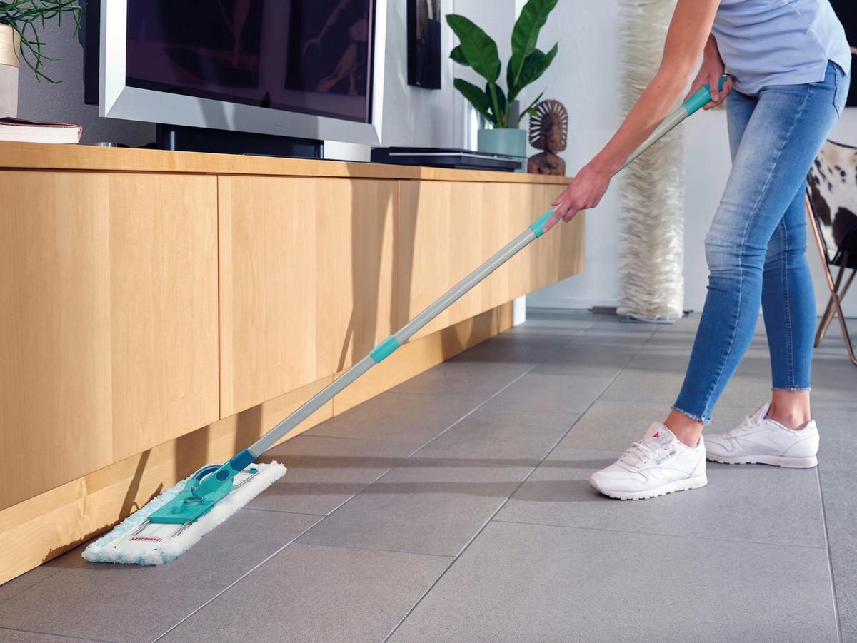 Leifheit Bodenwischer Profi mit Teleskopstiel - Türkis/Silberfarben, Basics, Kunststoff/Textil (42/146/15cm) - Leifheit
