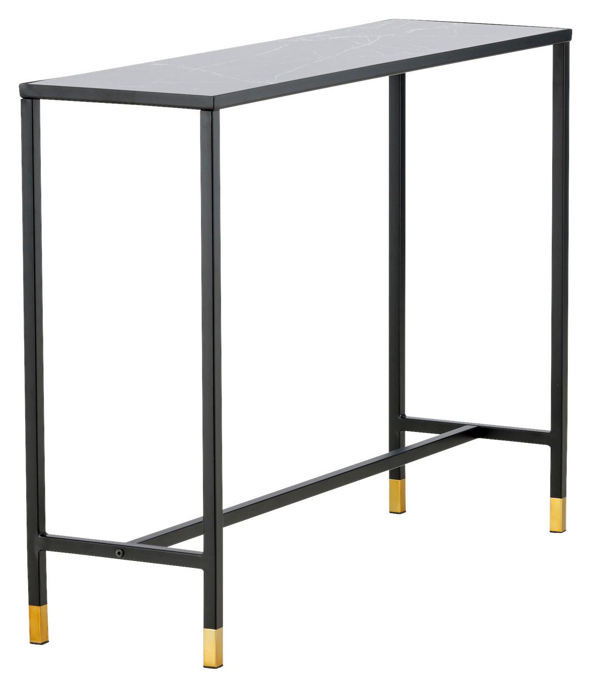 Beistelltisch Dipp - Messingfarben/Schwarz, Design, Glas/Metall (100/30/75cm) - Livetastic