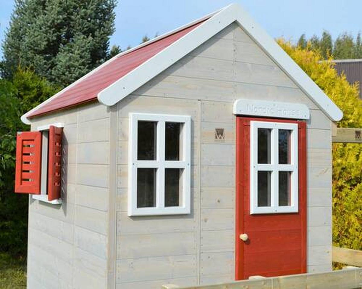 Spielhaus Storch Naturfarben/rot, B: 197 Cm - Rot/Naturfarben, KONVENTIONELL, Holz (197/242/167cm)