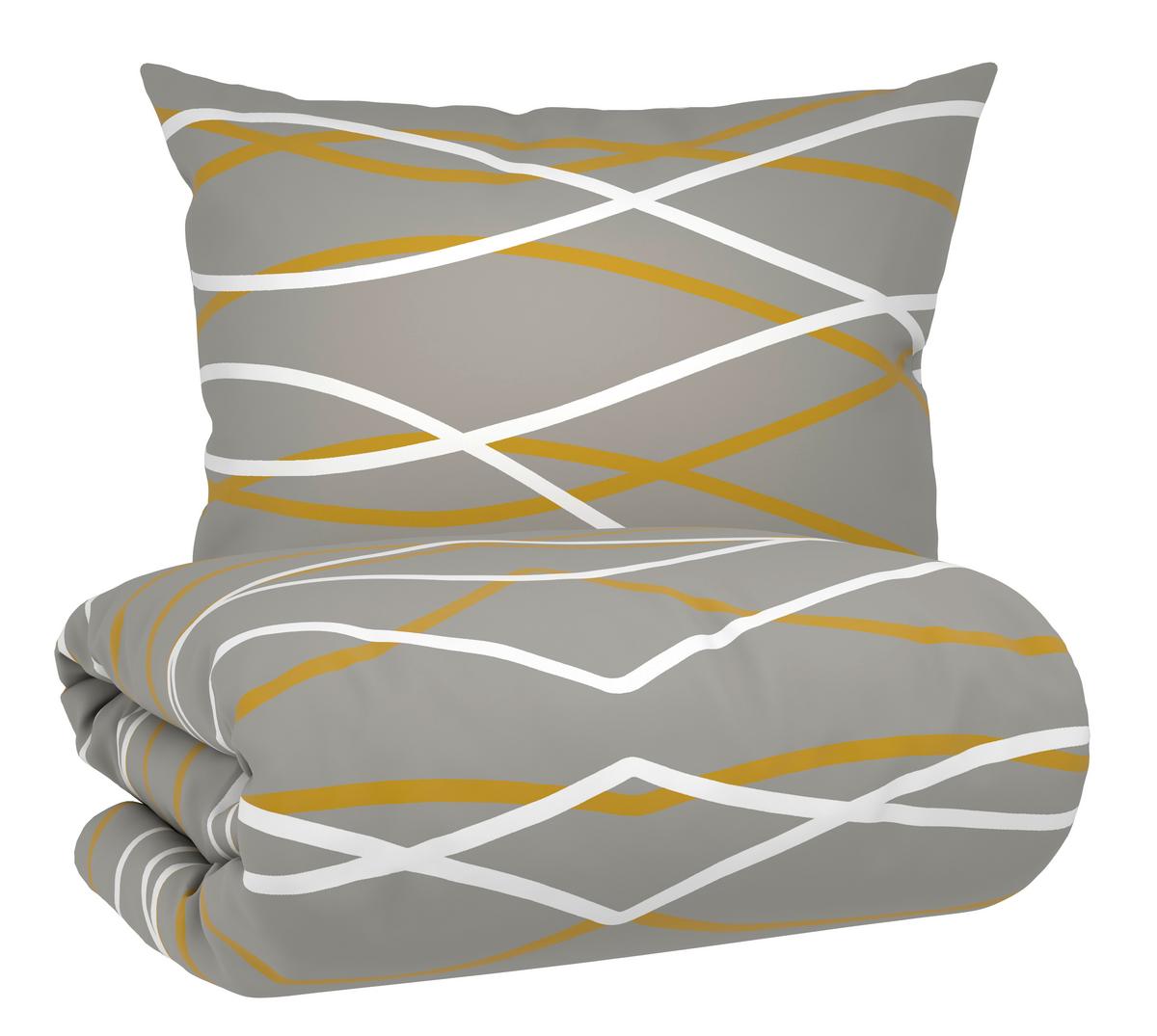 POVLEČENÍ WELLE - šedá/barvy zlata, Moderní, textil (140/200cm) - Mömax