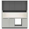 Kuchynská linka, š.210 cm vrát.pasparty a dekor.obkladu - čierna/sivá, Basics, kompozitné drevo/plast (210cm) - Visiona