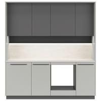 Kuchynská linka, š.210 cm vrát.pasparty a dekor.obkladu - čierna/sivá, Basics, kompozitné drevo/plast (210cm) - Visiona