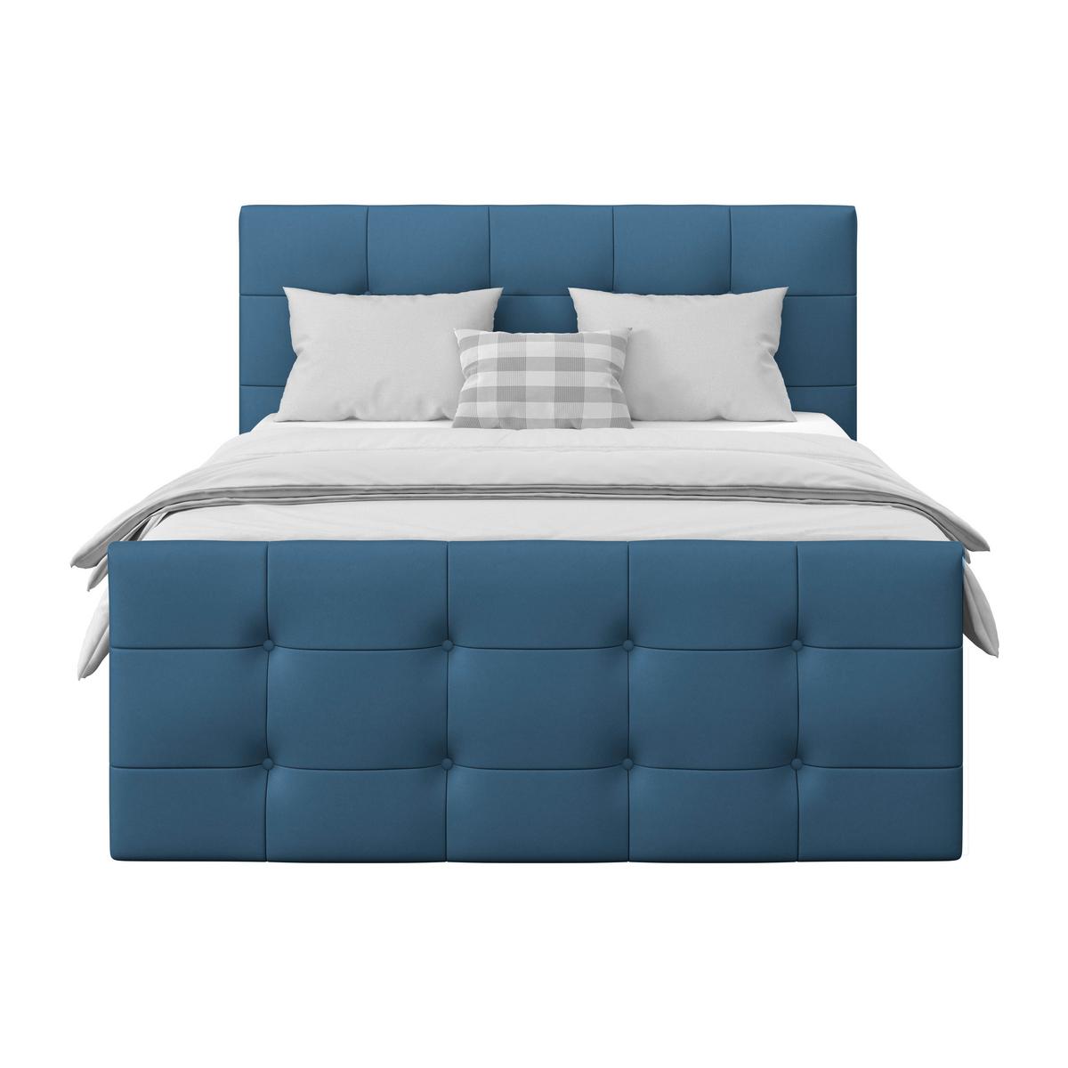 Boxspringbett Josie 160 - Schwarz/Dunkelblau, MODERN, Holz/Holzwerkstoff (160/200cm)
