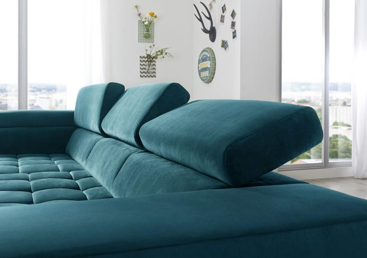 Sedací souprava IBA, levá, tyrkysová, bez funkcí - barvy chromu/tyrkysová, Lifestyle, textil (222/323cm)